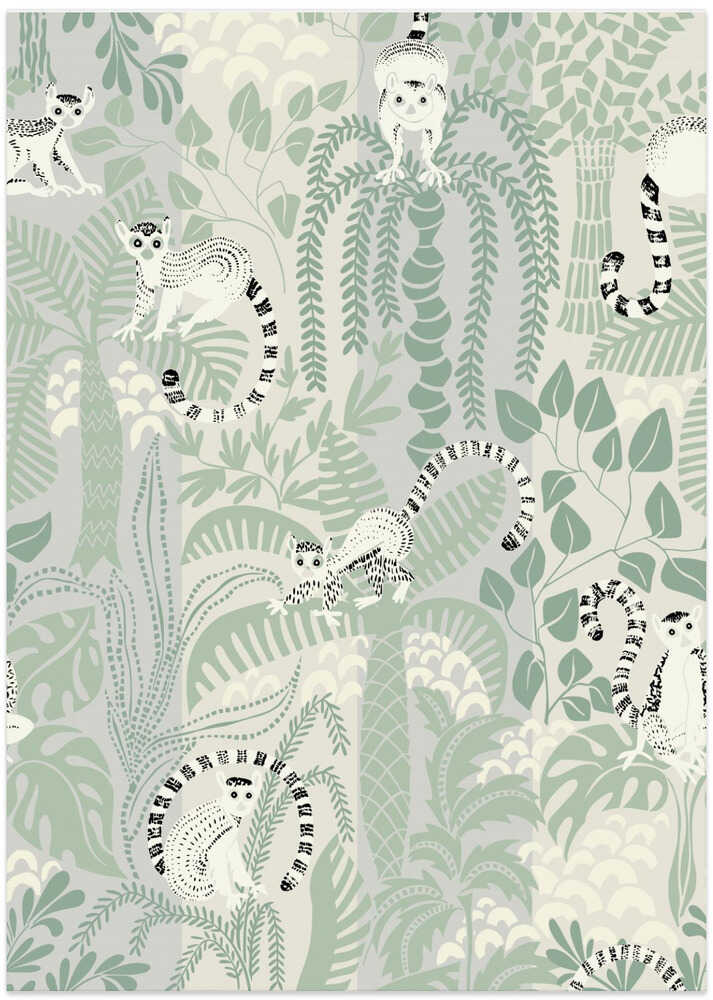 Jungle adventure soft sage green pattern