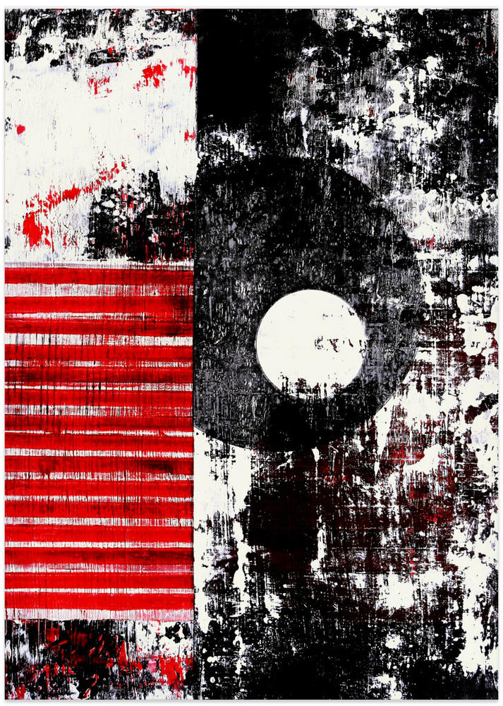 Bold Red Stripes and Black White Circle