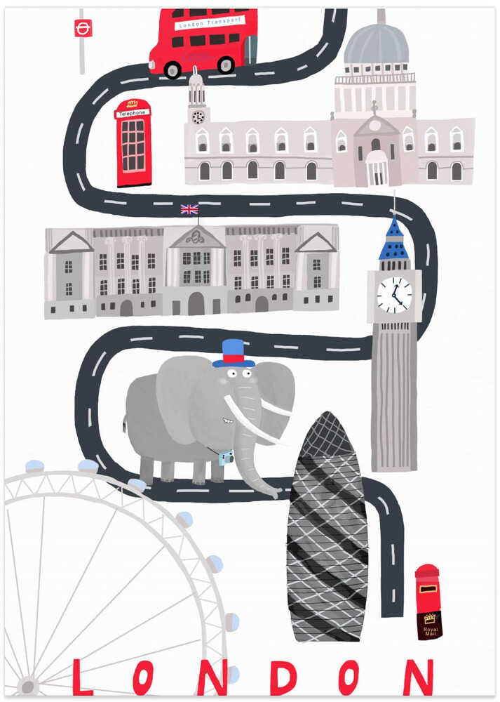 London City With Cute Elephant Tourist By Carla Daly