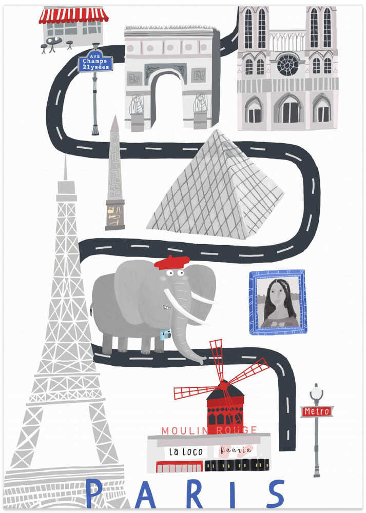 Paris City With Cute Elephant Tourist By Carla Daly