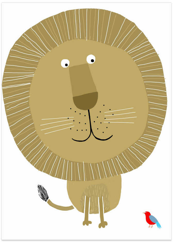 Funny Lion With Small Bird By Carla Daly
