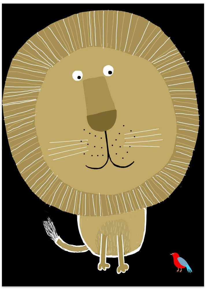 Funny Lion With Small Bird By Carla Daly