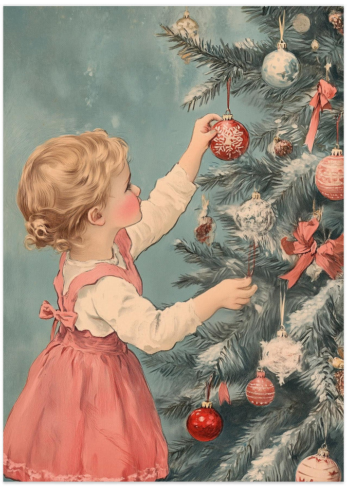 Young Girl At Chritmas Tree 1950s Style