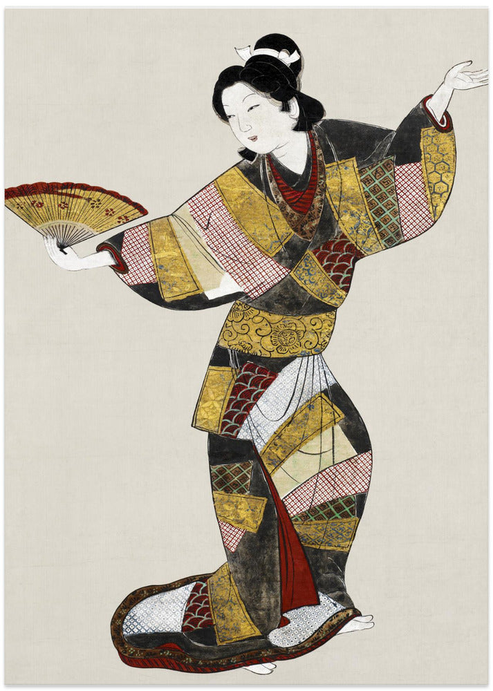 Japanese Female Dancer (17th Century) Vintage Painting
