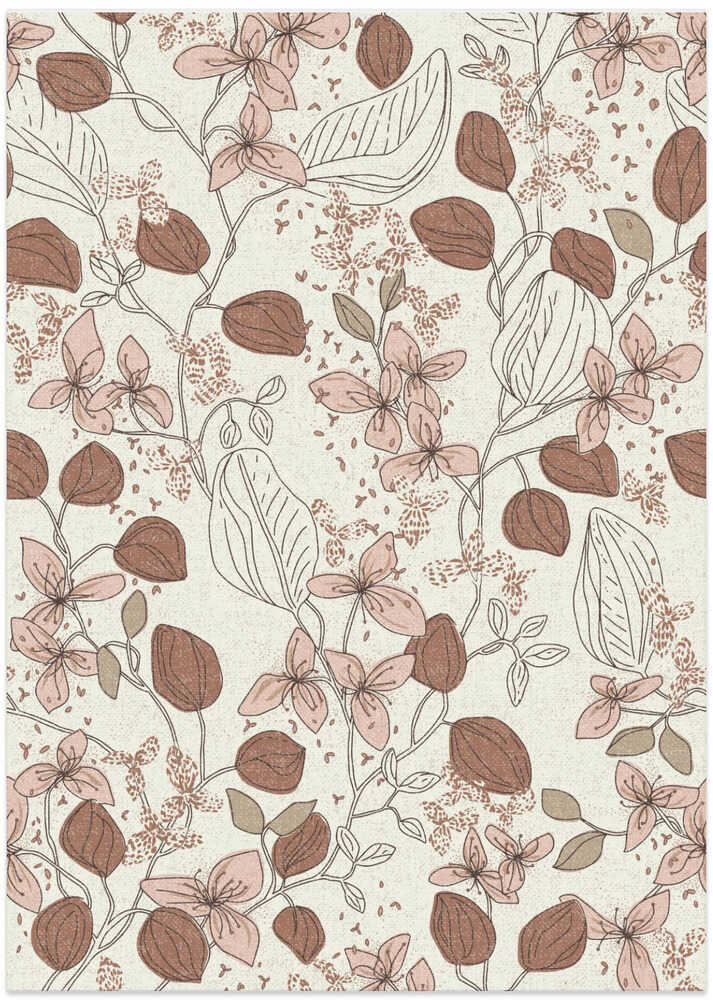 Floral elegance relaxed textured mocha cream pattern