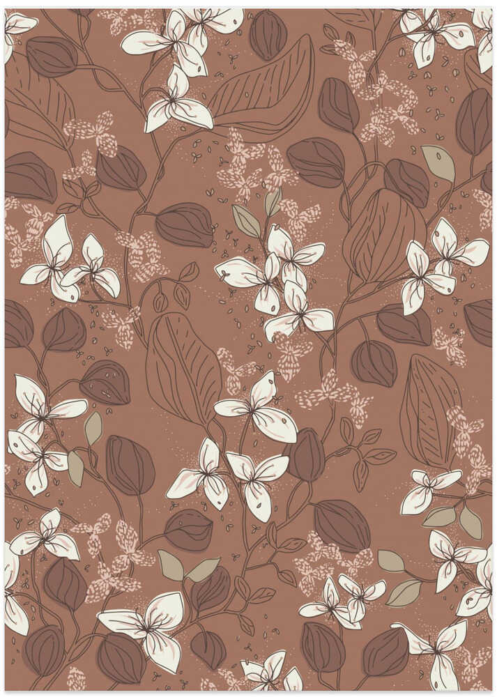 Floral elegance relaxed mocha mousse apttern