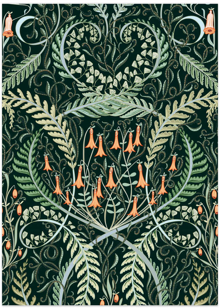 Woodland soil Morris style emerald pattern