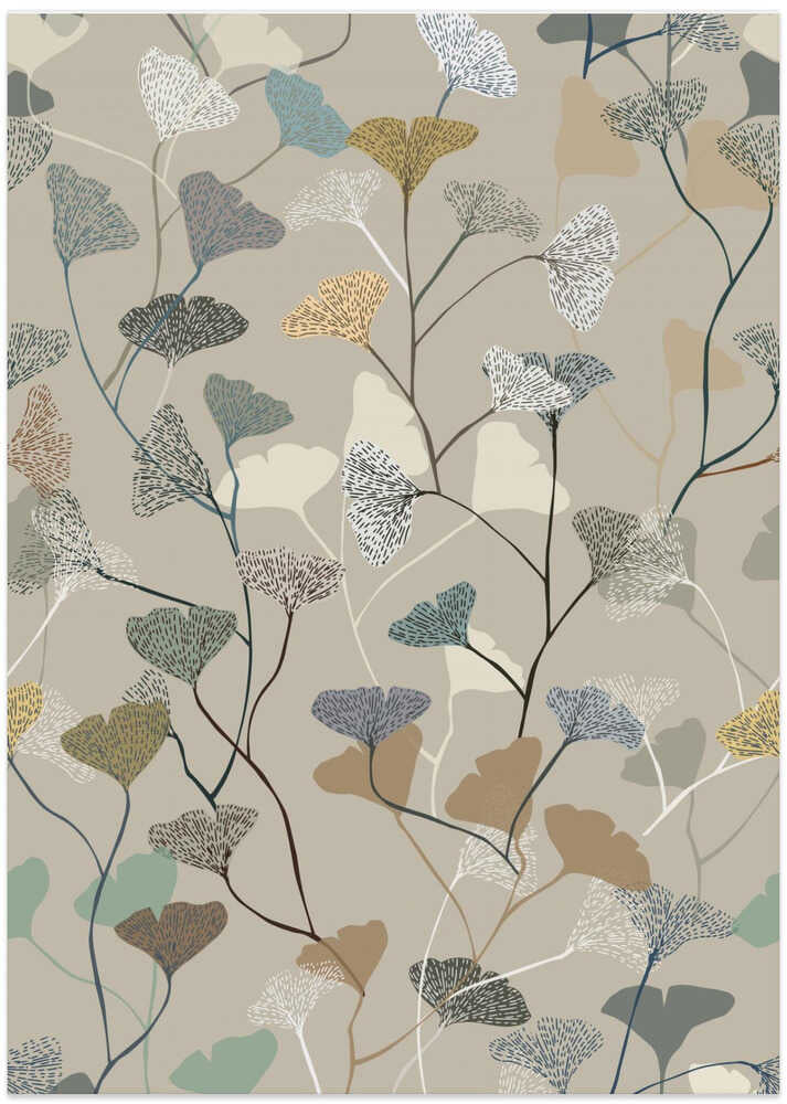 Ginkgo Leaves beige pattern