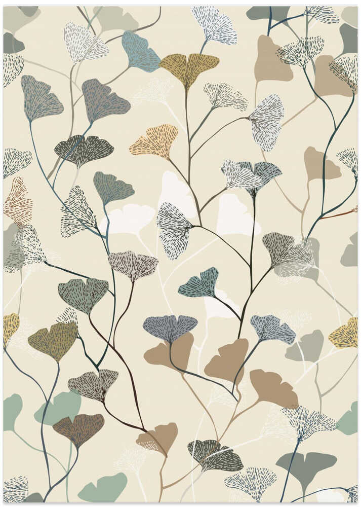 Ginkgo Leaves cream light pattern