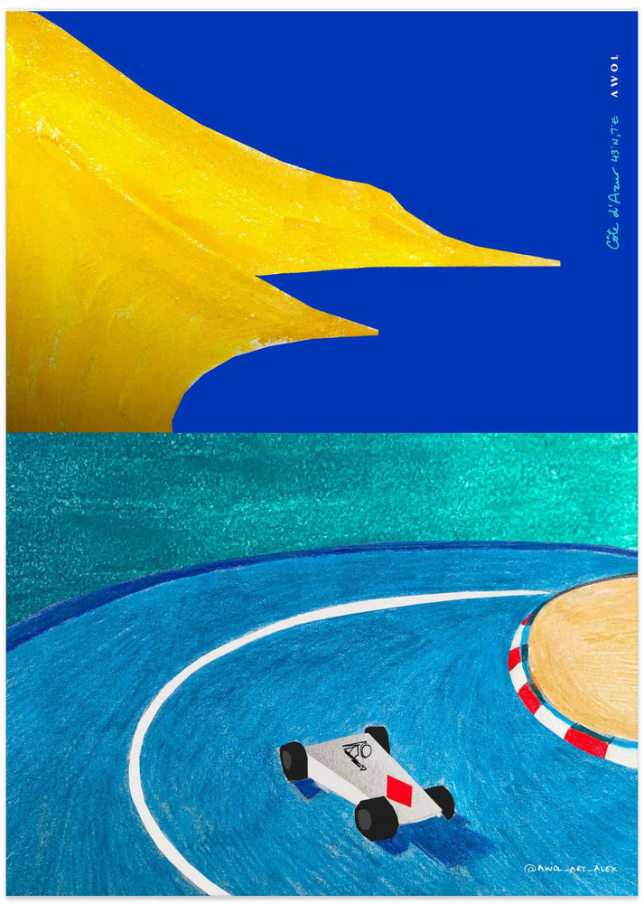 Monaco Grand Prix, Race Car On The French Riviera Overlooking The Mediterranean Sea