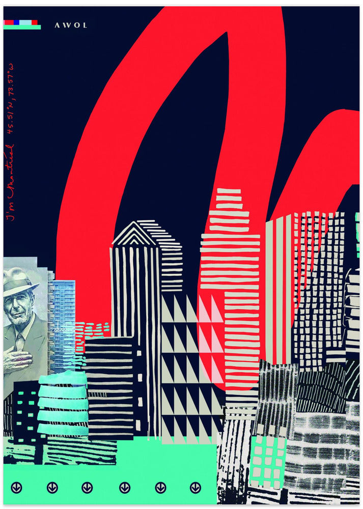 Urban Skyline Art, Montreal City Graphic Wall Poster