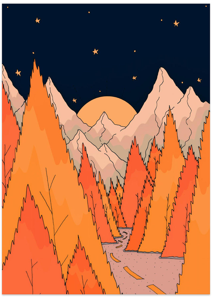 The orange forest road