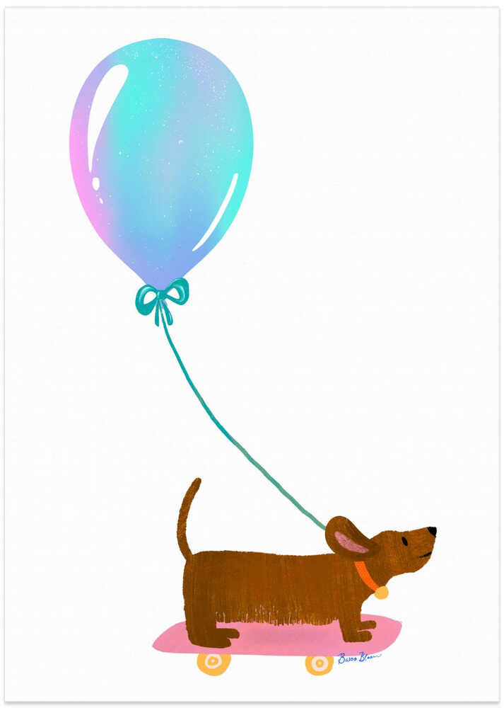 Never Stop Playing - Dachshund with Baloon