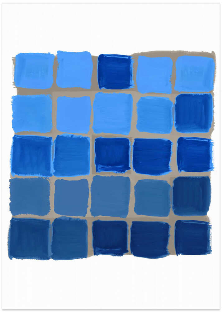 Blue Checkered Square Print