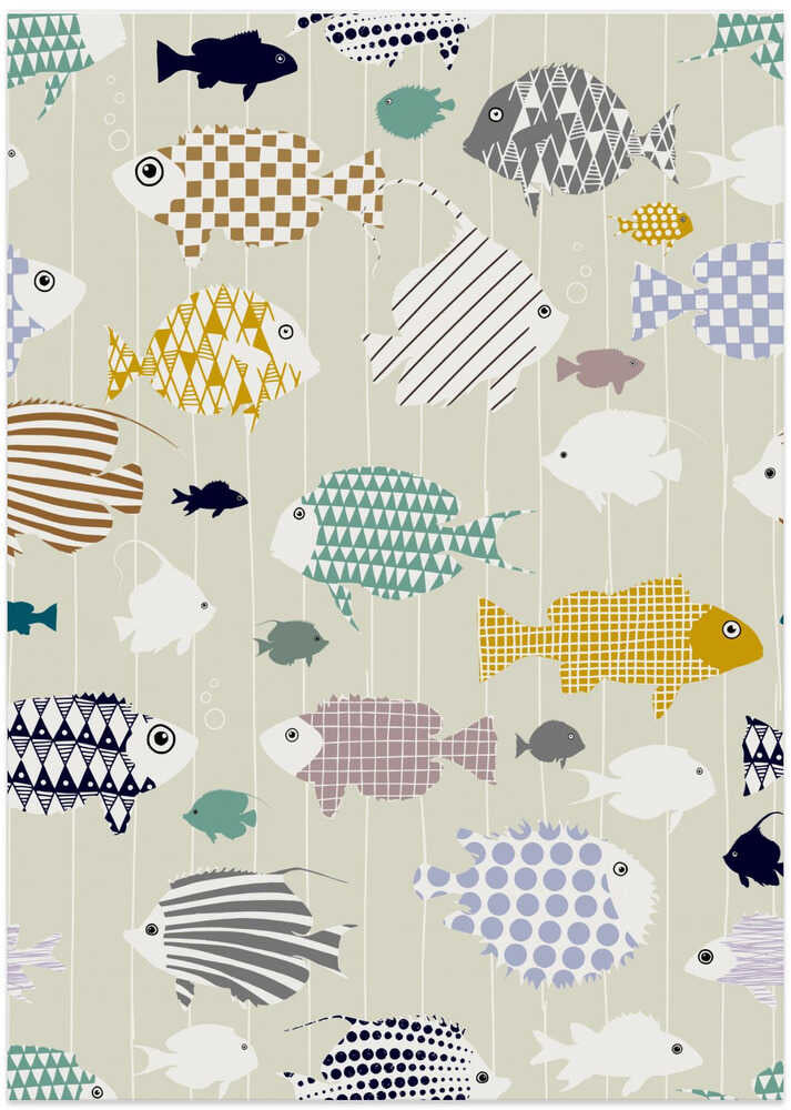 Fresh fish on warm grey pattern