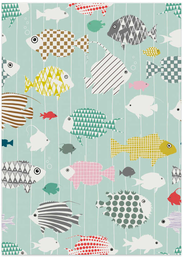 Fresh fish on mint pattern
