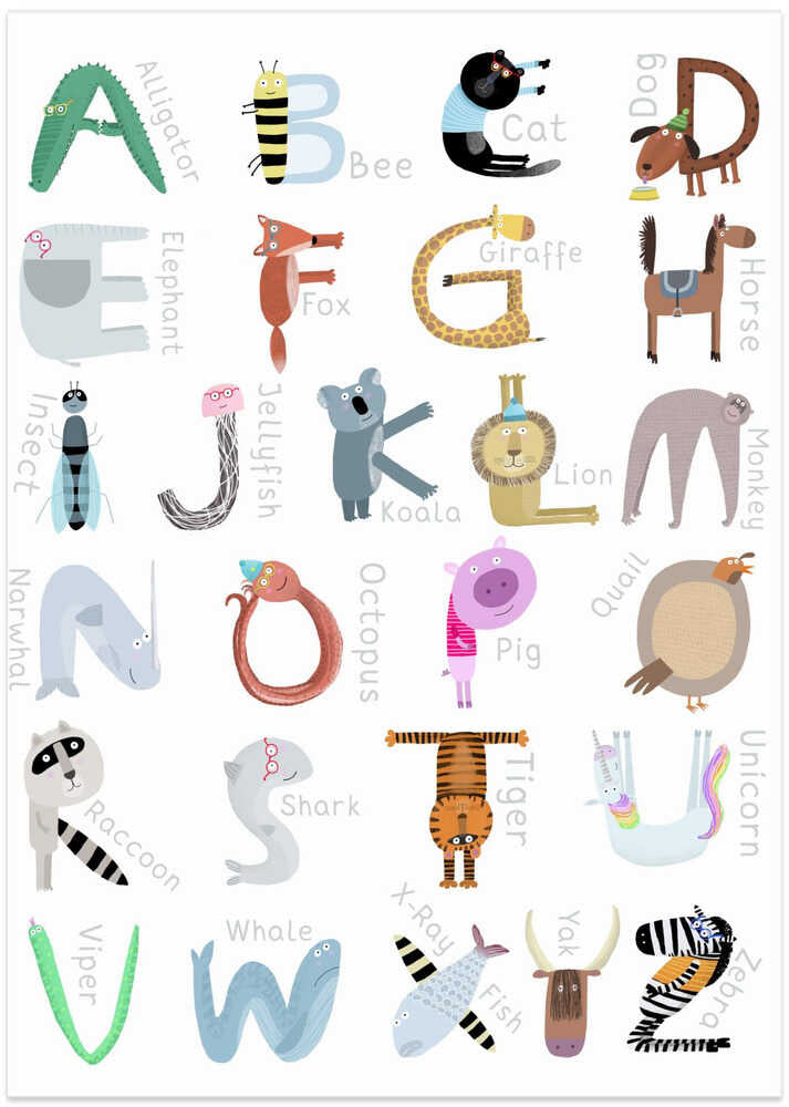 Illustrated Alphabet Characters with Name by Carla Daly