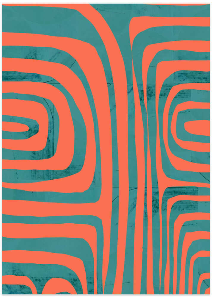 Turquoise & Coral Abstraction 2