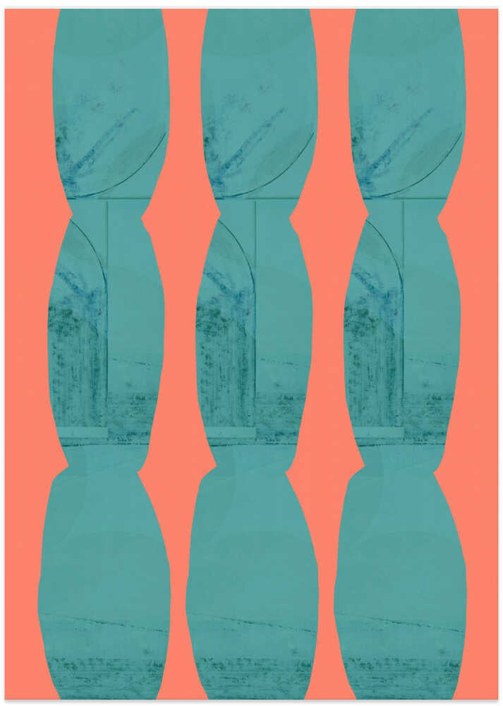 Turquoise & Coral Abstraction 7