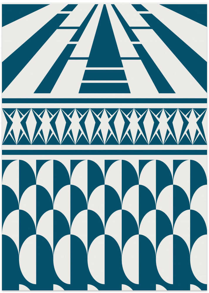 Minimalist art deco geometric teal