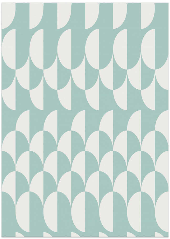 Minimalist art deco geometric arches aqua