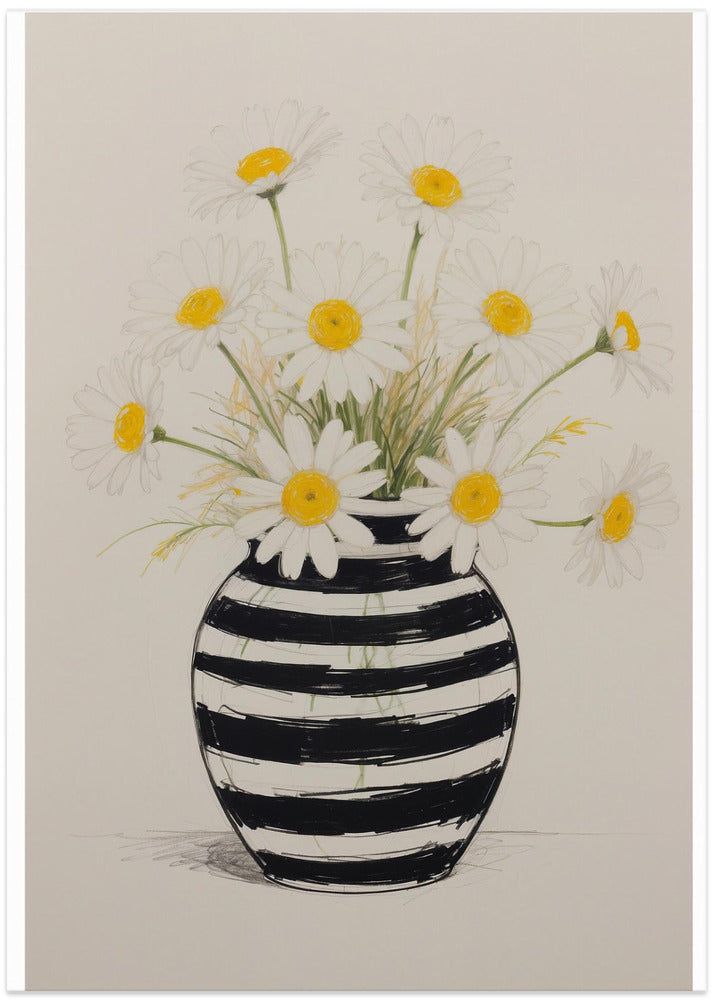 Striped Vase Daisies