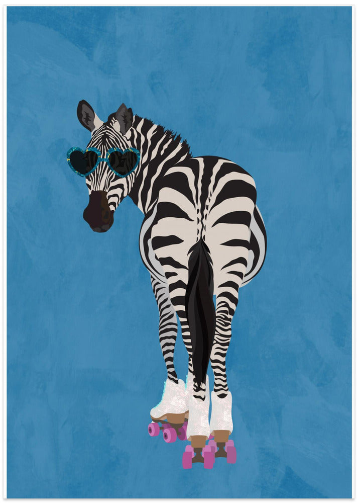 Rollerskating Zebra blue