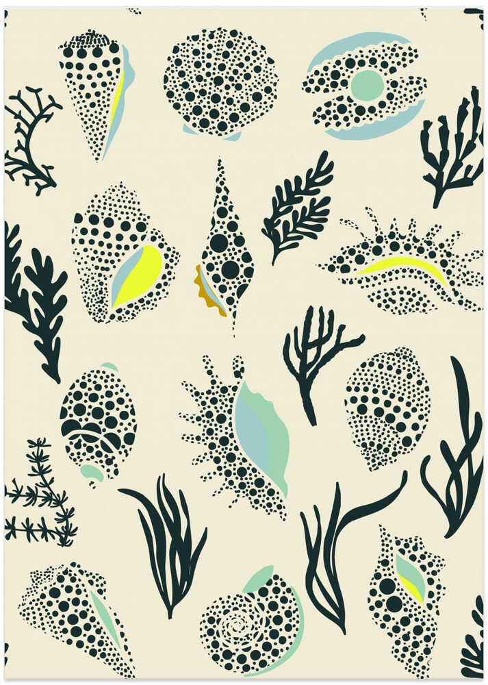 Ipanema beach seashells mint pattern