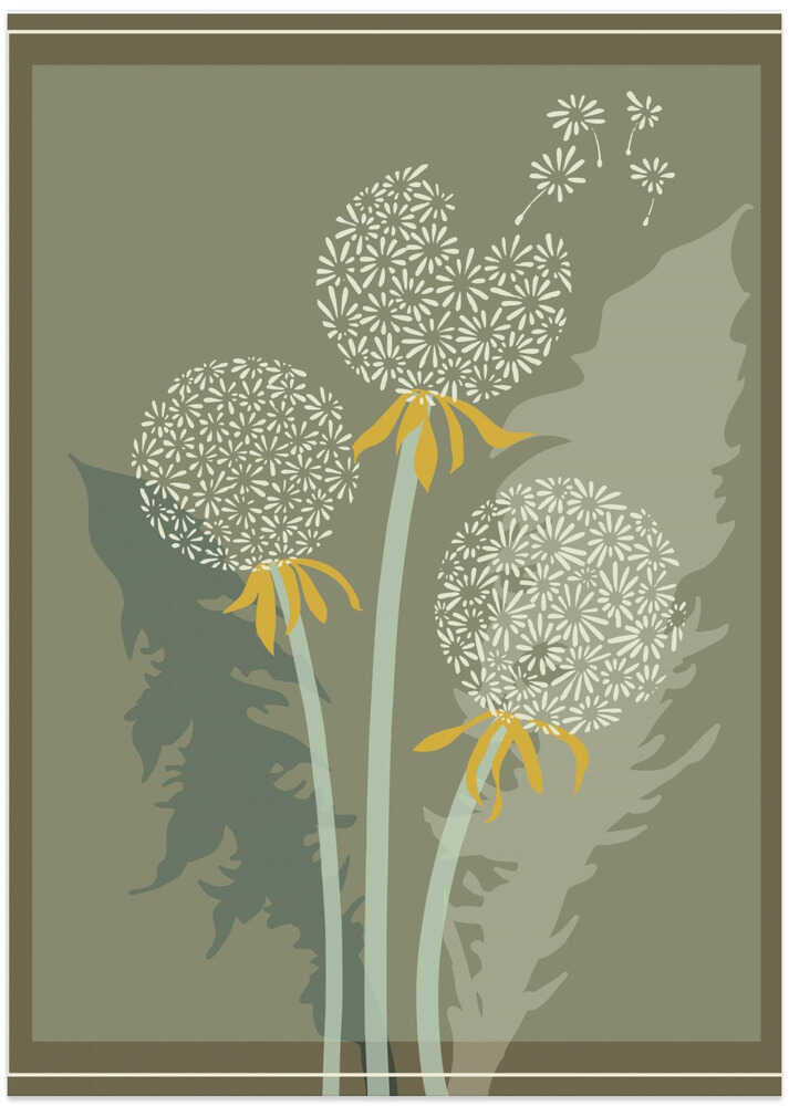 mellow anticipation Dandelion seeds moss green