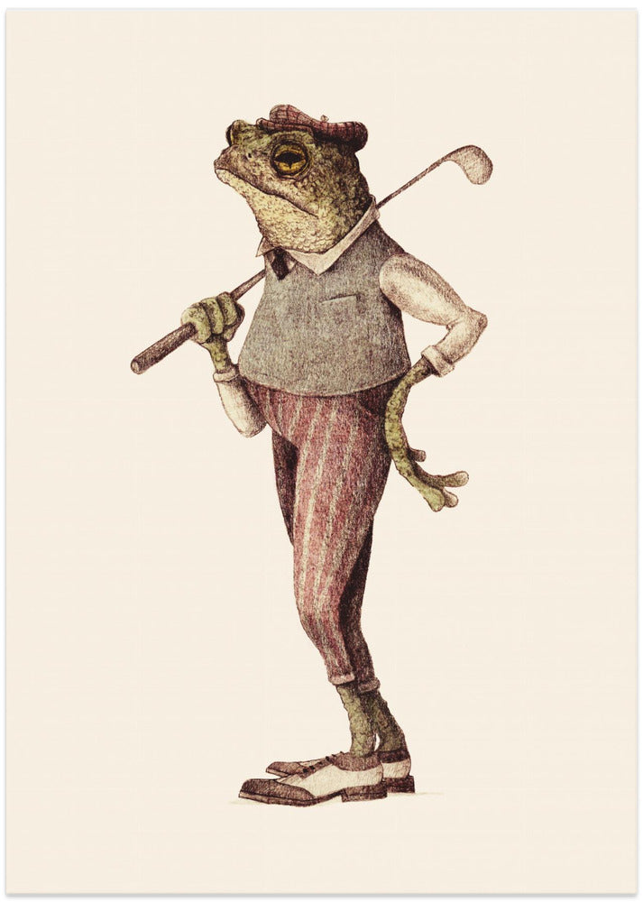 Frog In Vintage Golf Attire