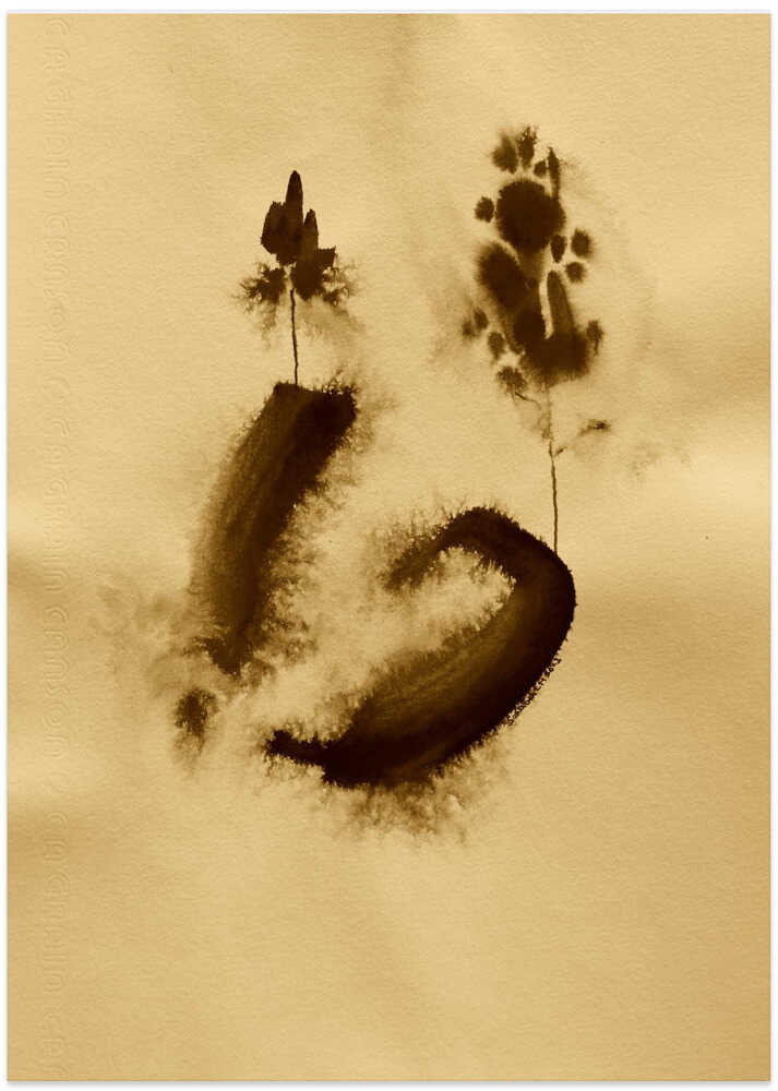 Abstract Tree Shapes On Beige Paper