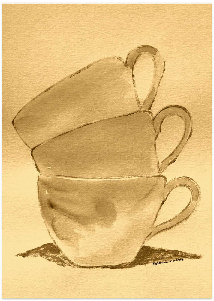 Three Stacked Cups On Textured Paper