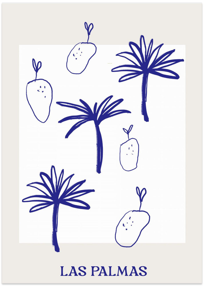 Blue Palm Doodles