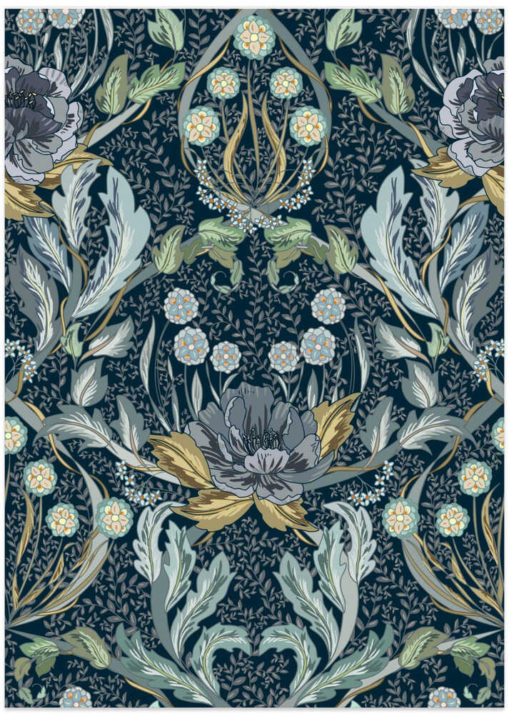 Floral Heritage Morris moonshine blue pattern