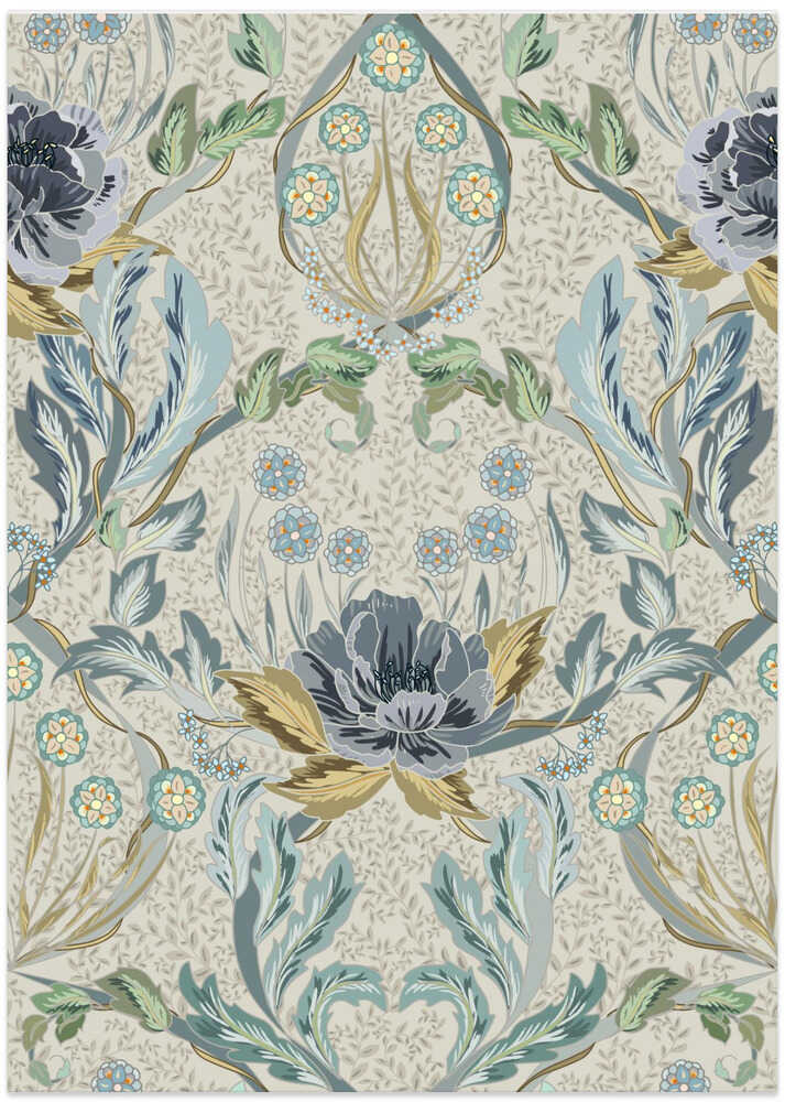 Floral Heritage Morris hazy blue tinted pattern