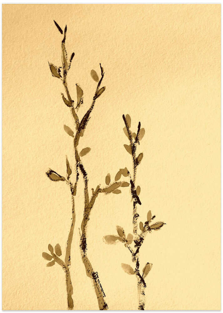 Bamboo Branches On Textured Paper