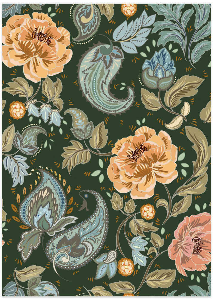Floral Heritage paisley golden forest pattern