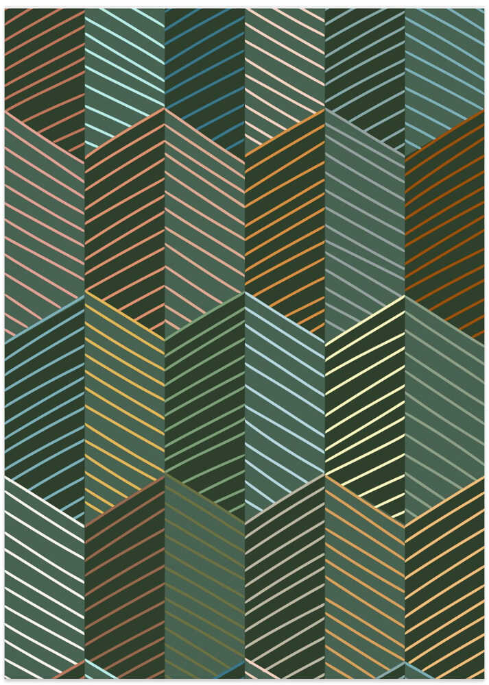 Floral Heritage herringbone forest green pattern