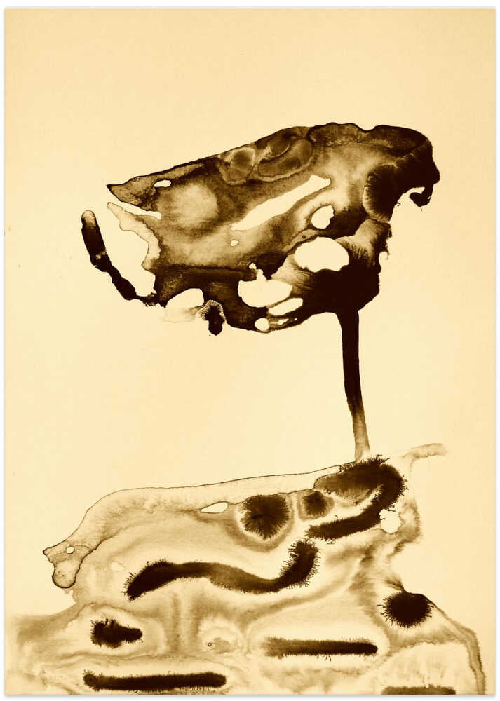 Watercolor Art On Sepia Paper