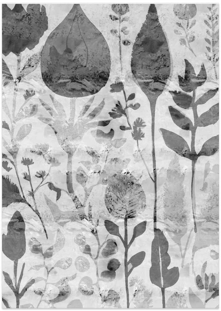 Floral Silhouettes in Grayscale