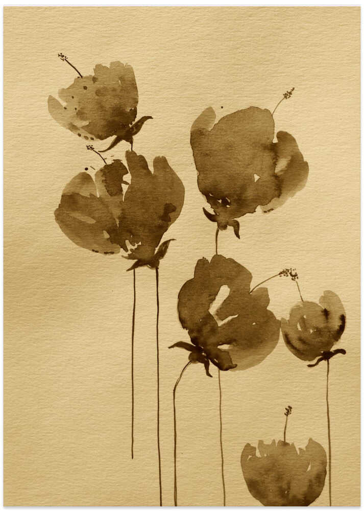 Poppies In Muted Sepia Tones
