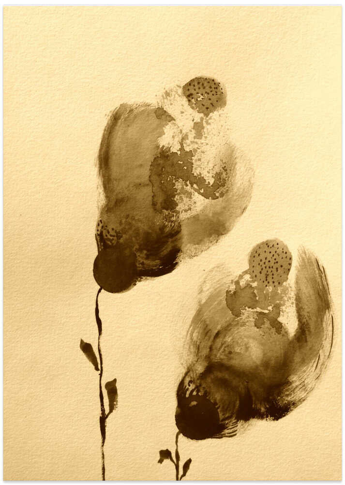 Abstract Floral Forms In Sepia Tones