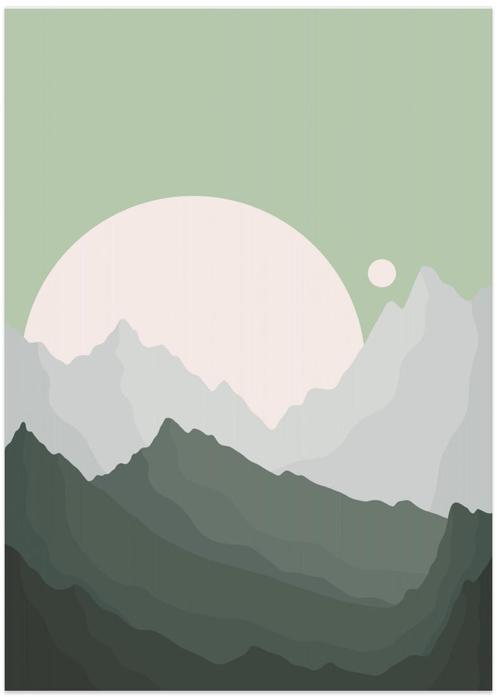 Mountain Landscape With Geometric Peaks