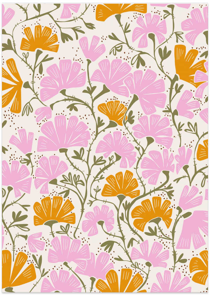 Pink and Orange Flowers Pattern