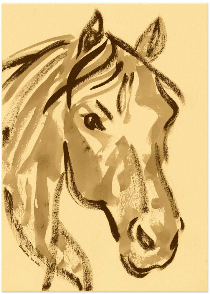 Horse Sketch in Sepia Tones
