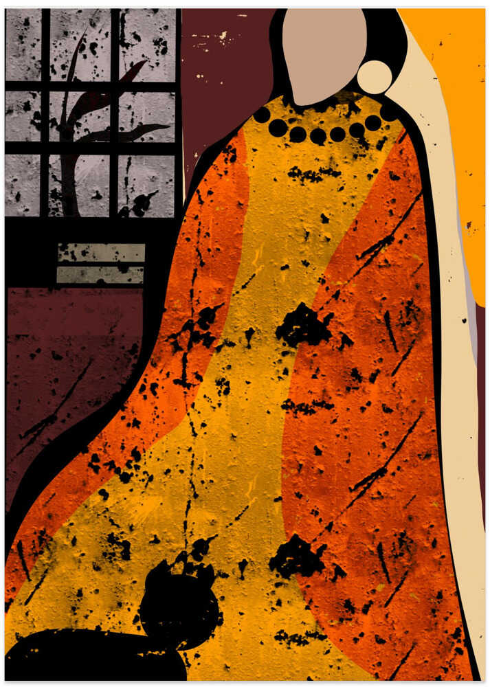 A Faceless Figure Draped and a Silhouetted Cat