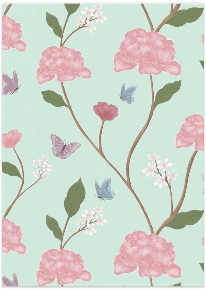 Chinoiserie Inspired Trailing Florals Art Print