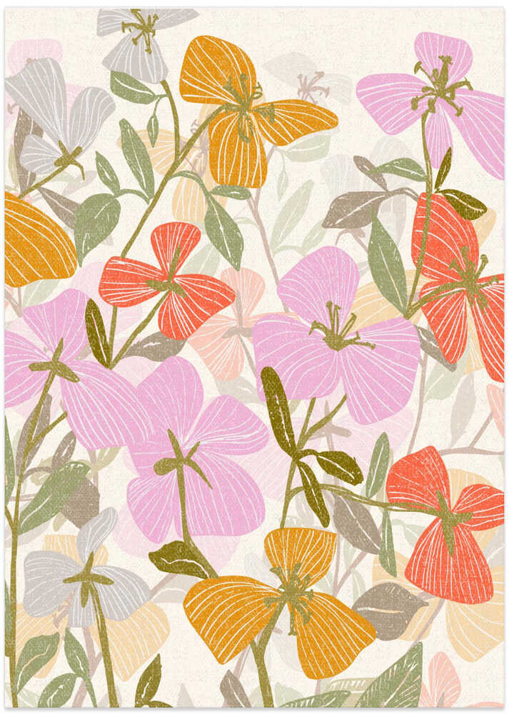 Colorful Petals and Green Leaves