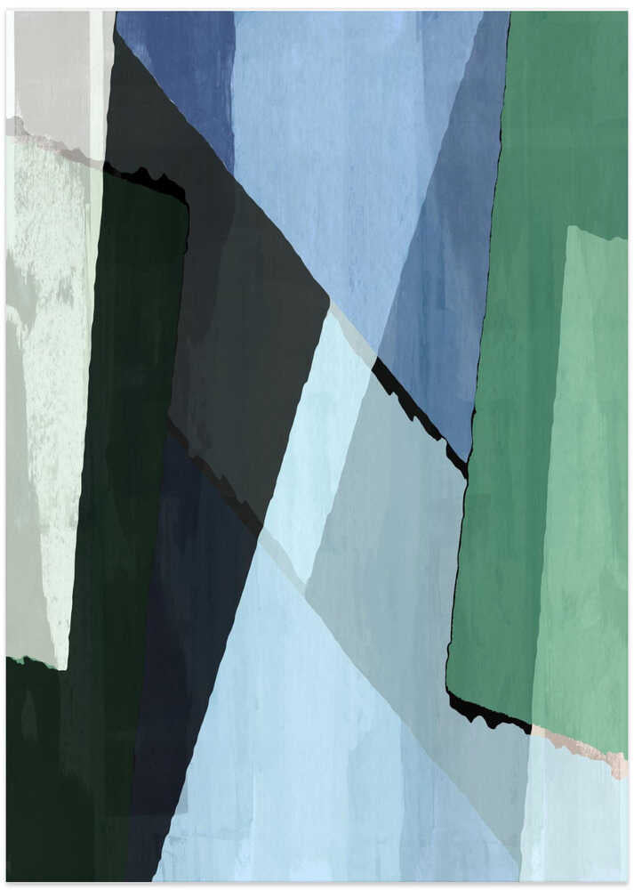 Abstract Blocks in Blue, Green and Black