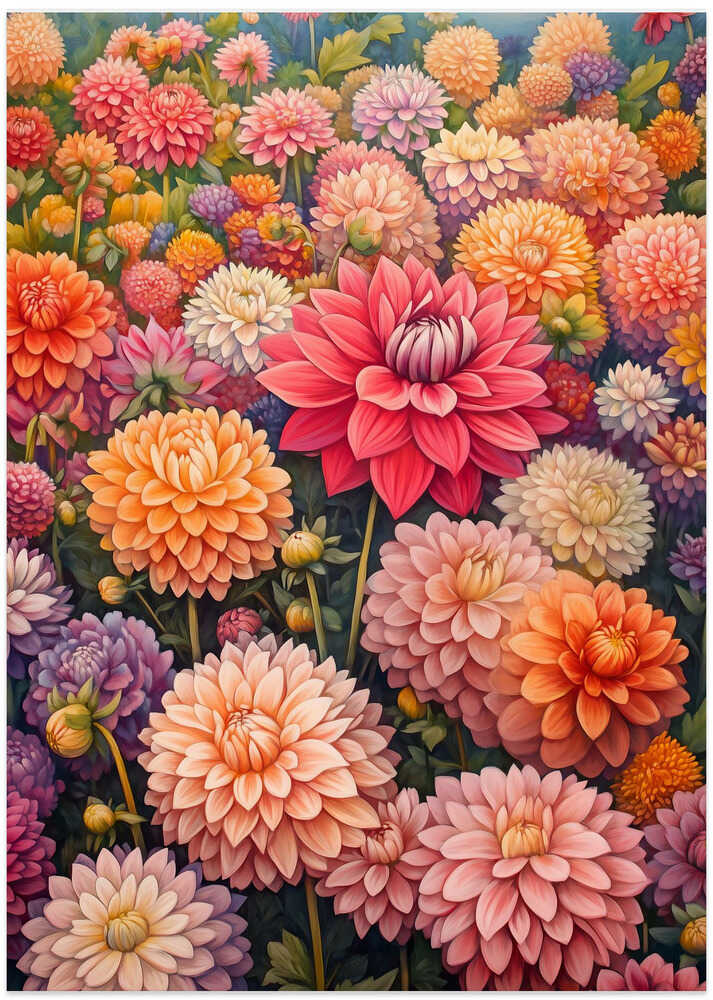 Blooming Dahlias in a Kaleidoscope